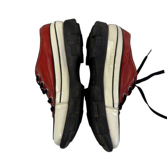 Donald Pliner Actor Red Leather Trainers Size 7.5M 9.5 US Chucks Shoes Patent - Picture 8 of 12